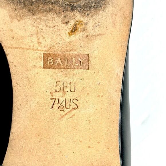 BALLY Wandei  Leather Shoes Black Low Heel Square Toe made in Switzerland US 7,5 - Picture 14 of 15